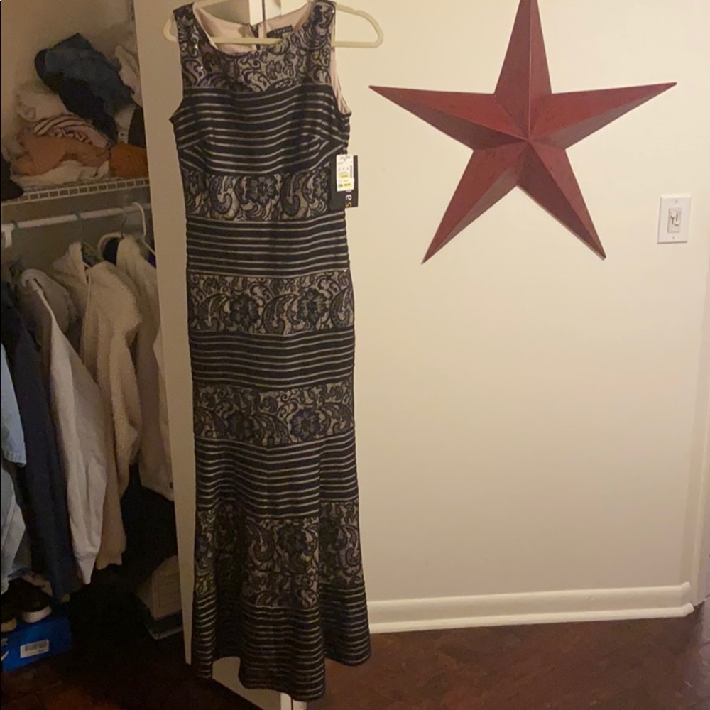 Floor length fit and flare dress